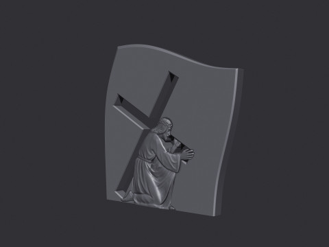 Jesus Carrying the Cross Gravestone 3D Принт Модель