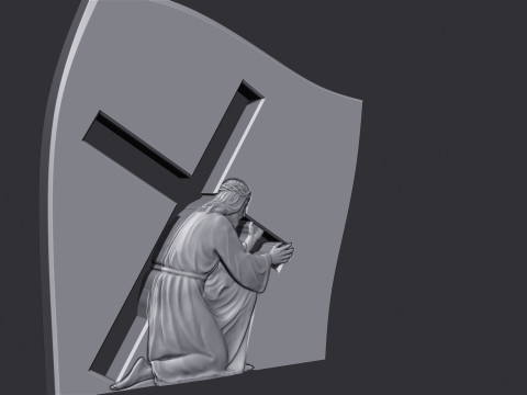 Jesus Carrying the Cross Gravestone 3D Принт Модель