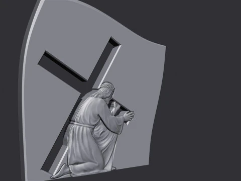 Jesus Carrying the Cross Gravestone 3D Print Model