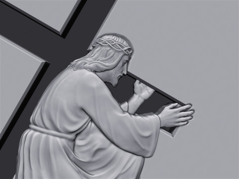 Jesus Carrying the Cross Gravestone 3D Принт Модель
