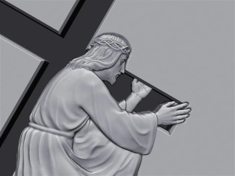 Jesus Carrying the Cross Gravestone 3D Print Model