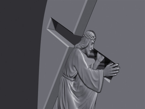 Jesus Carrying the Cross Gravestone 3D Принт Модель