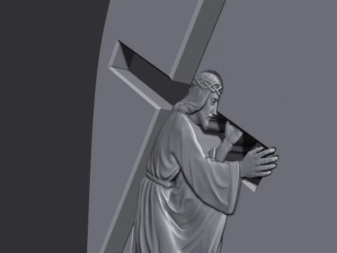 Jesus Carrying the Cross Gravestone 3D Print Model