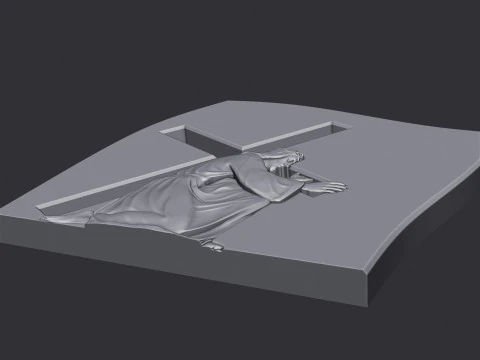Jesus Carrying the Cross Gravestone 3D Print Model