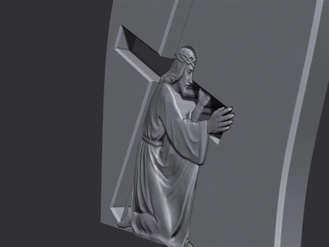 Jesus Carrying the Cross Gravestone 3D Print Model