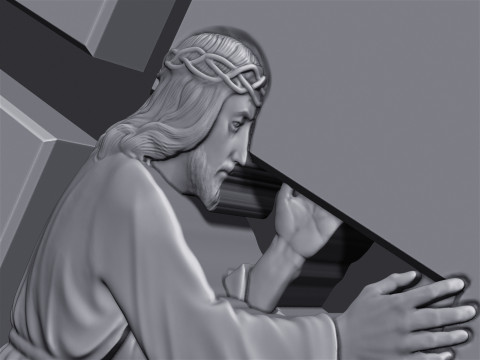 Jesus Carrying the Cross Gravestone 3D Принт Модель
