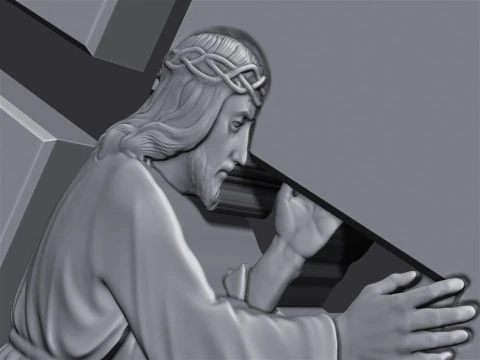 Jesus Carrying the Cross Gravestone 3D Print Model