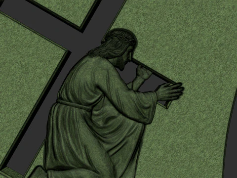 Jesus Carrying the Cross Gravestone 3D Print Model
