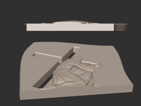 Jesus Carrying the Cross Gravestone 3D Print Model
