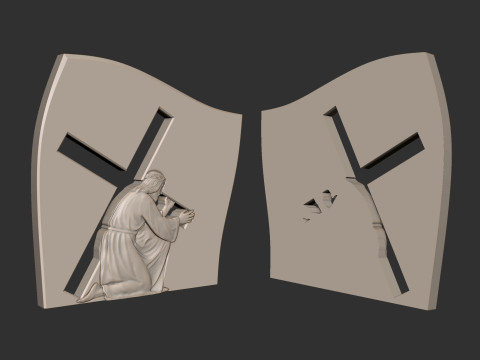 Jesus Carrying the Cross Gravestone 3D Принт Модель
