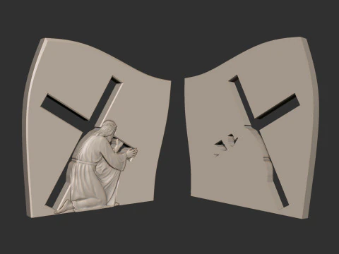 Jesus Carrying the Cross Gravestone 3D Print Model