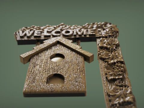 Welcome sign board with bunch of grapes 3D Print Model