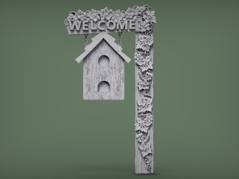 Welcome sign board with bunch of grapes 3D 打印模型