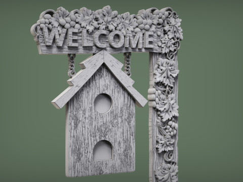Welcome sign board with bunch of grapes 3D 打印模型