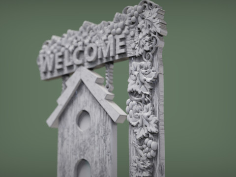 Welcome sign board with bunch of grapes 3D 打印模型
