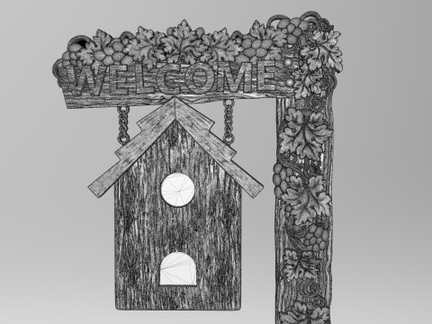 Welcome sign board with bunch of grapes 3D 打印模型