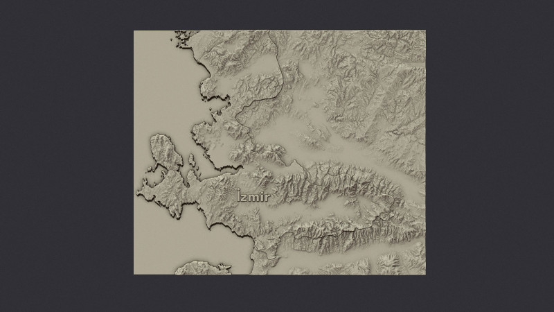 Izmir city 3d terrain map 3Dプリントモデル .c4d .max .obj .3ds .fbx .stl .blend 