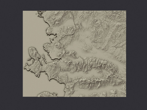 Izmir city 3d terrain map 3D-printmodel