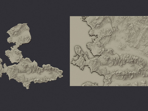 Izmir city 3d terrain map 3Dプリントモデル