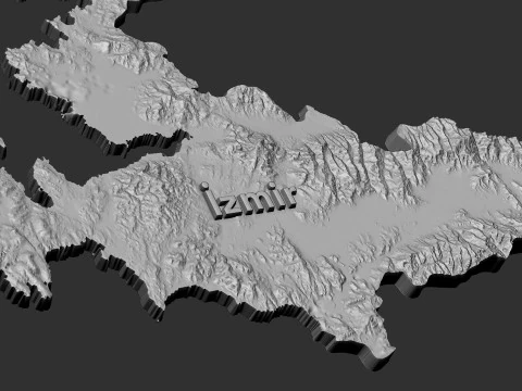 Izmir city 3d terrain map 3D Print Model
