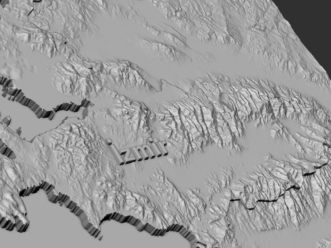 Izmir city 3d terrain map 3Dプリントモデル