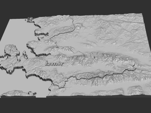 Izmir city 3d terrain map 3D Print Model