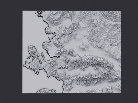 Izmir city 3d terrain map 3Dプリントモデル