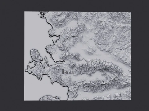 Izmir city 3d terrain map 3D Print Model