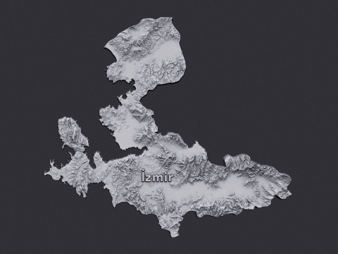 Izmir city 3d terrain map 3Dプリントモデル