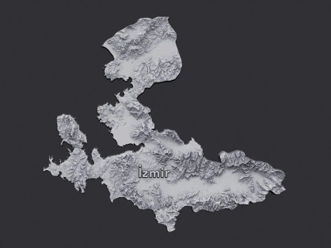 Izmir city 3d terrain map 3D Print Model