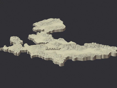 Izmir city 3d terrain map 3D Print Model