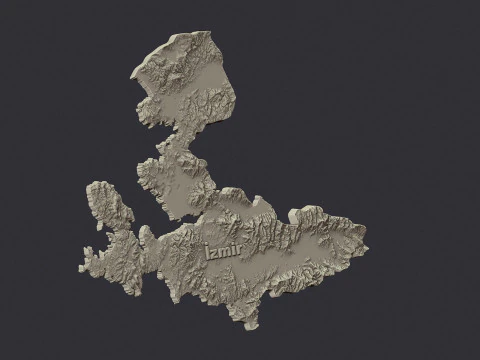 Izmir city 3d terrain map 3D Print Model