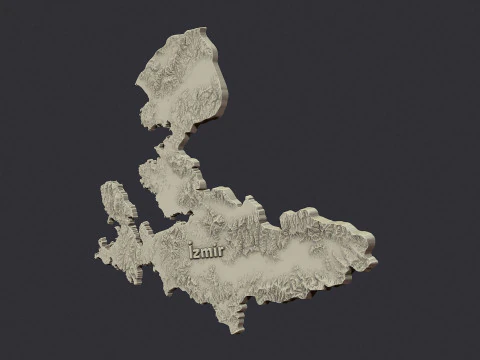 Izmir city 3d terrain map 3D Print Model