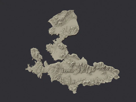 Izmir city 3d terrain map 3D Print Model