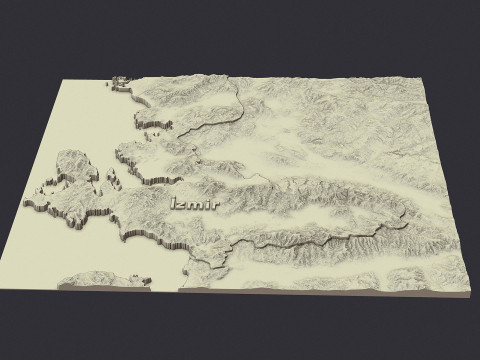 Izmir city 3d terrain map 3Dプリントモデル