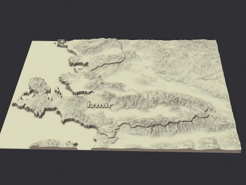 Izmir city 3d terrain map 3D Print Model
