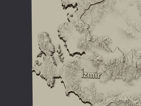 Izmir city 3d terrain map 3Dプリントモデル