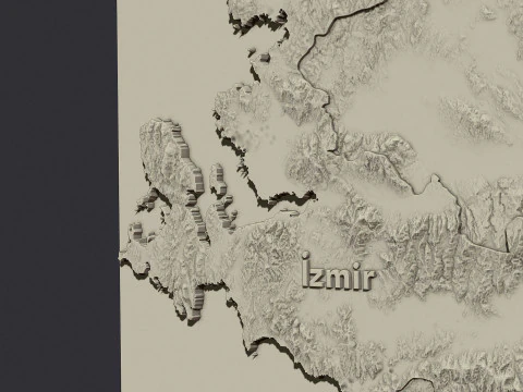 Izmir city 3d terrain map 3D Print Model