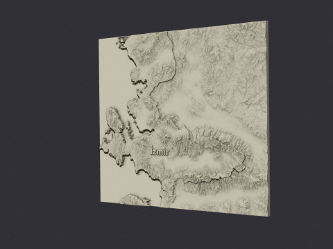 Izmir city 3d terrain map 3Dプリントモデル