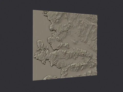 Izmir city 3d terrain map 3D Print Model