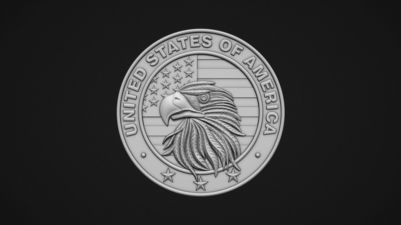 USA Eagle Medal Modelo de Impressão 3D .c4d .max .obj .3ds .fbx .stl .blend 