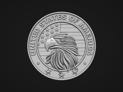 USA Eagle Medal 3D Print Model