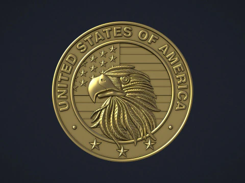 USA Eagle Medal 3D Print Model