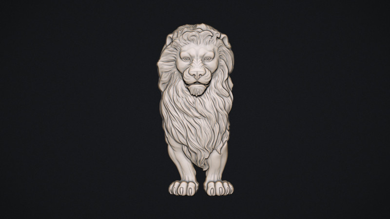 Lion Bas Relief 3D प्रिंट मॉडल .c4d .max .obj .3ds .fbx .stl .blend 