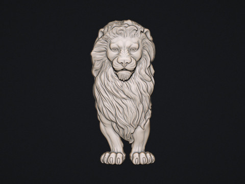 Lion Bas Relief 3D Print Model