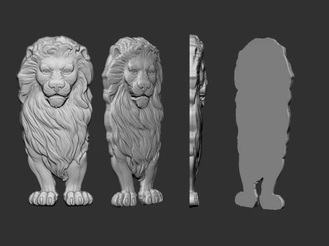 Lion Bas Relief 3D Print Model