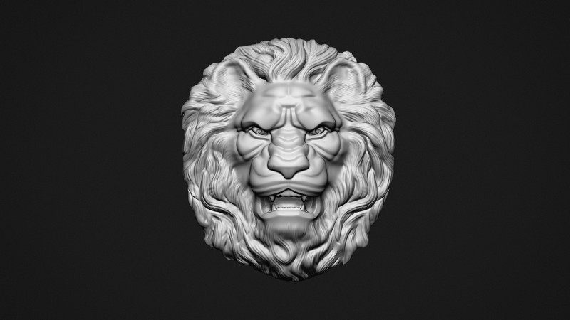 Lion Head Bas-Relief Modelo de impresión 3D .c4d .max .obj .3ds .fbx .stl .blend 