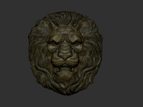 Lion Head Bas-Relief Modelo de impresión 3D