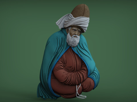 Mevlana Celaleddin-i Rumi Bas Relief 3D Принт Модель