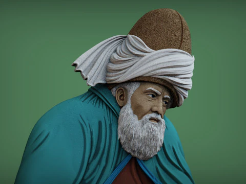 Mevlana Celaleddin-i Rumi Bas Relief 3D Print Model